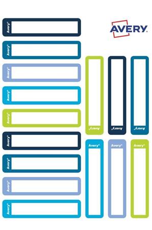 Etikett, tollcímke, 50x10 mm, kézzel írható, AVERY ZWECKFORM, kék-zöld, 30 etikett/csomag
